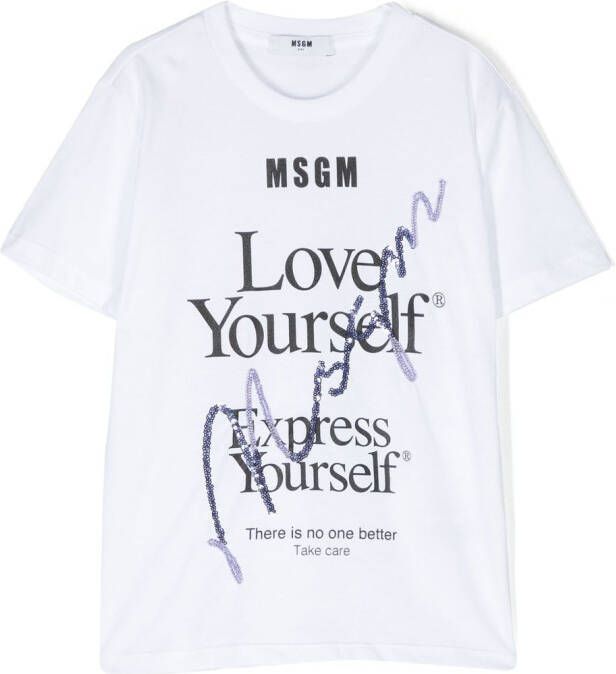 MSGM Kids T-shirt met tekst Wit