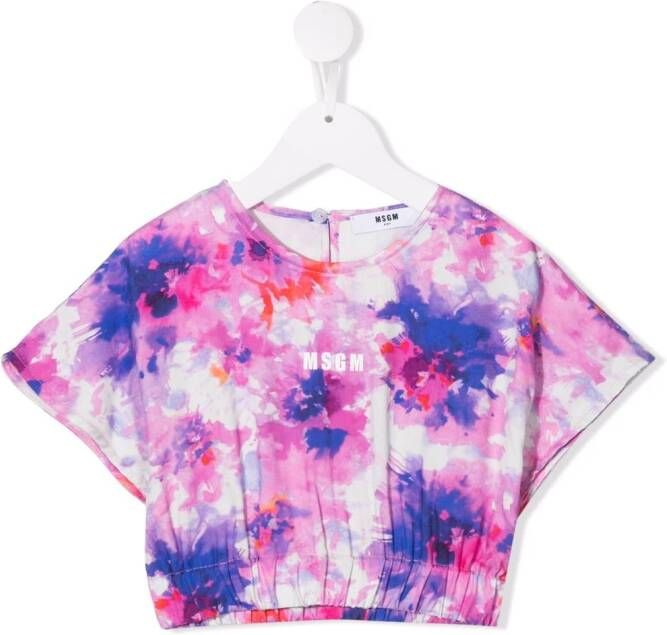 MSGM Kids T-shirt met tie-dye print Roze