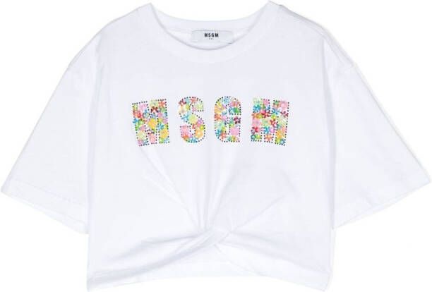 MSGM Kids T-shirt verfraaid met pailletten Wit