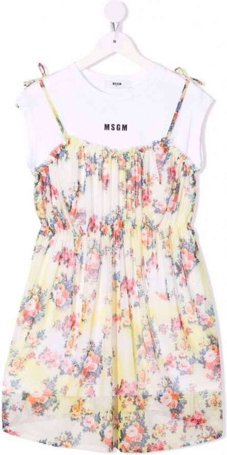 MSGM Kids T-shirtjurk met bloemenprint Geel