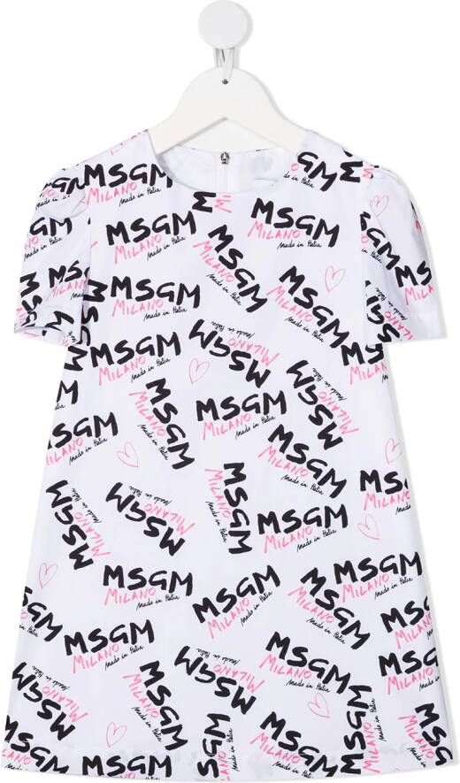 MSGM Kids T-shirtjurk met logoprint Wit