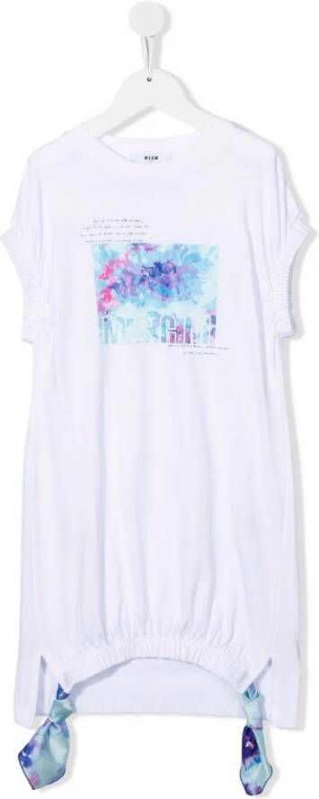 MSGM Kids T-shirtjurk met sjaal afwerking Wit