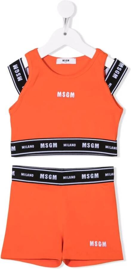 MSGM Kids Trainingspak met logo afwerking Oranje