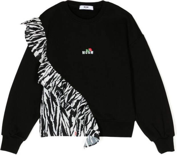 MSGM Kids Sweater met zebraprint Zwart