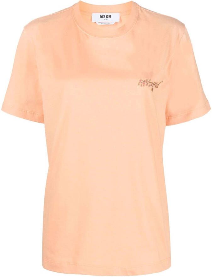 MSGM T-shirt met geborduurd logo Oranje