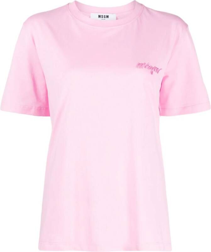 MSGM T-shirt met geborduurd logo Roze