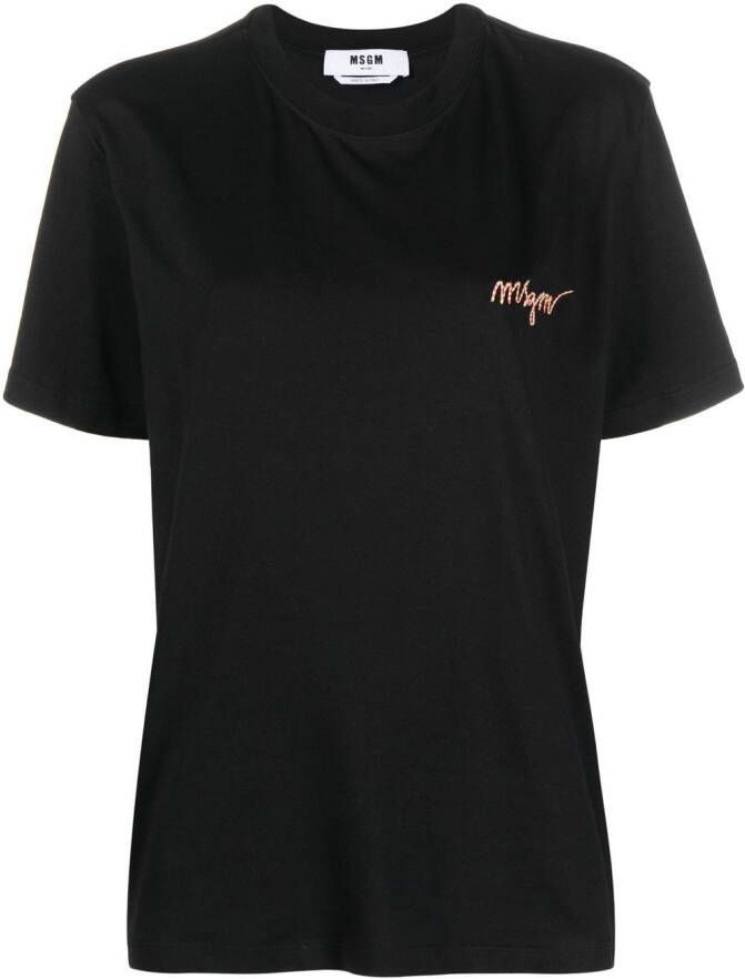MSGM T-shirt met geborduurd logo Zwart