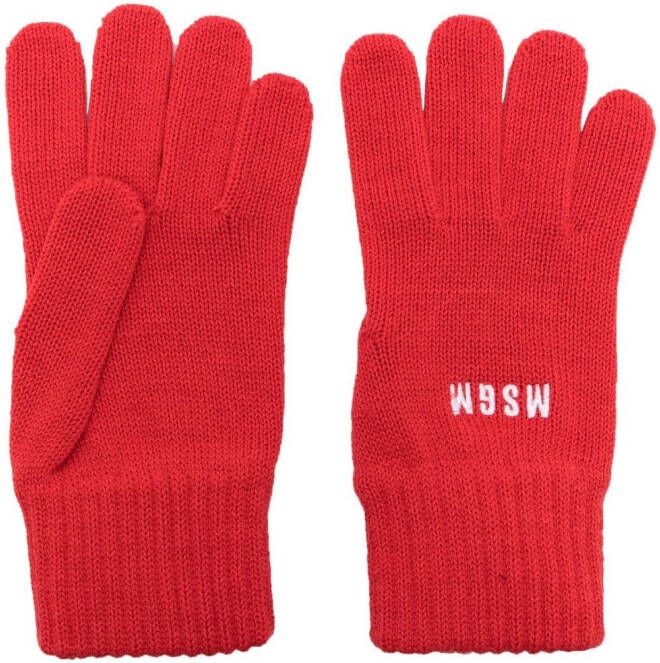 MSGM Handschoenen met geborduurd logo Rood