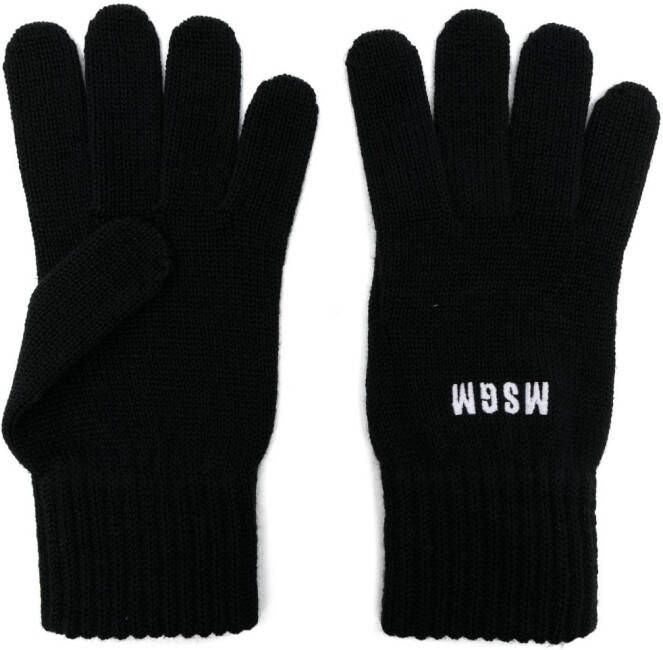 MSGM Handschoenen met geborduurd logo Zwart