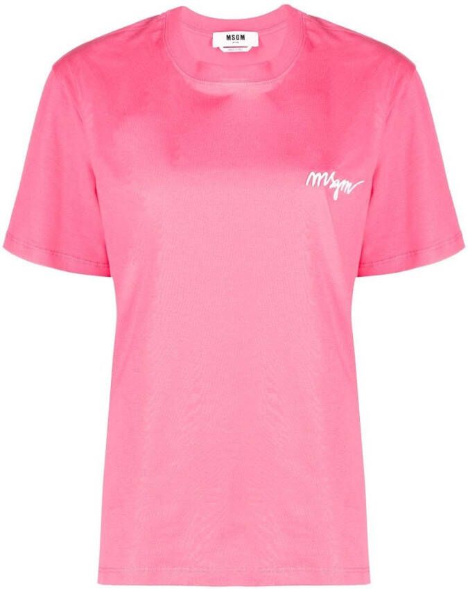 MSGM T-shirt met geborduurd logo Roze