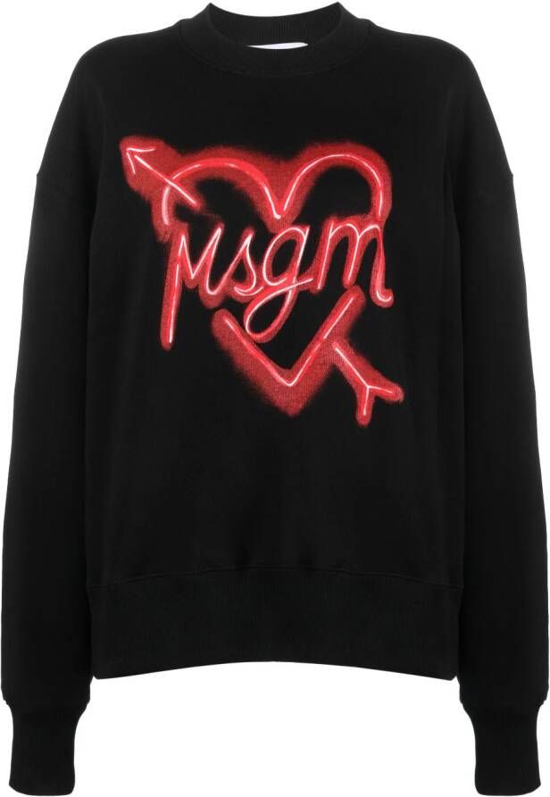 MSGM logo-print cotton sweatshirt Zwart