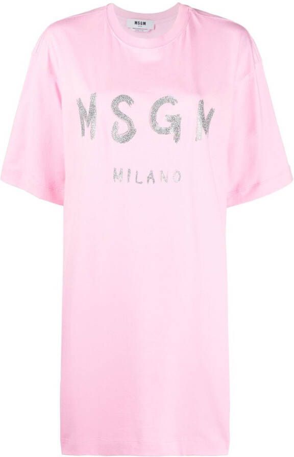 MSGM T-shirtjurk met logoprint Roze