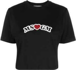 MSGM logo-print cropped T-shirt Zwart