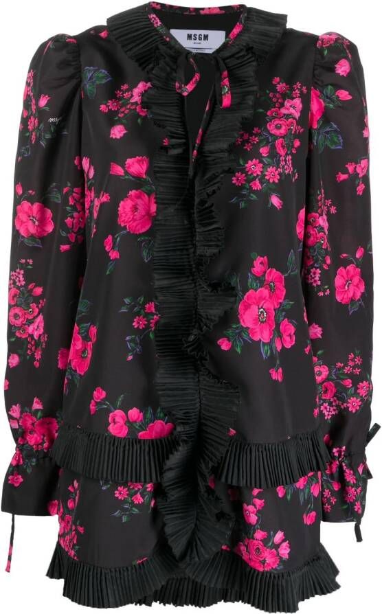MSGM Mini-jurk met bloemenprint Zwart