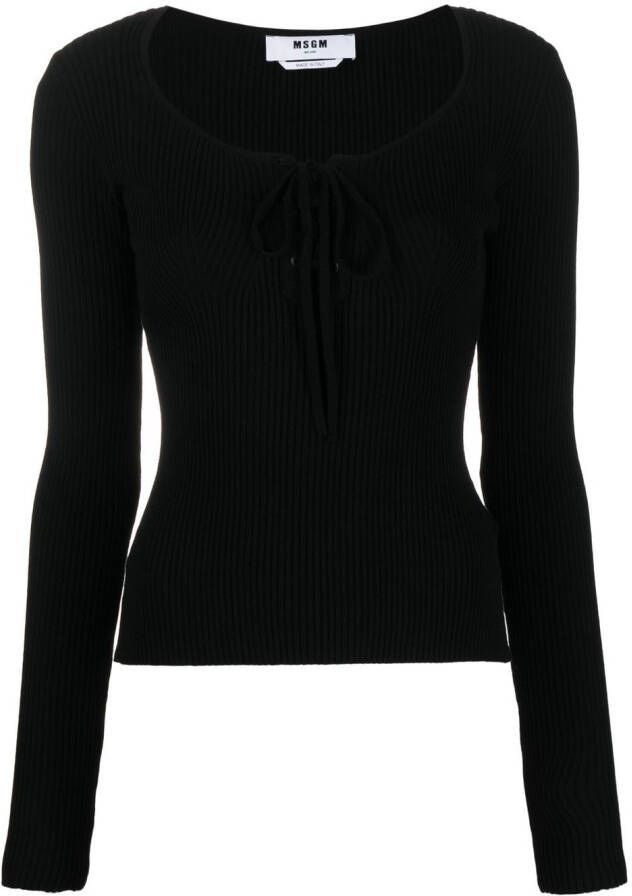 MSGM Ribgebreide trui Zwart