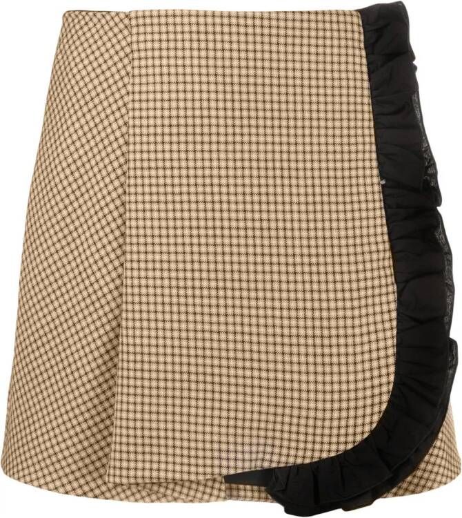 MSGM ruffled-trim wool mini skirt Beige