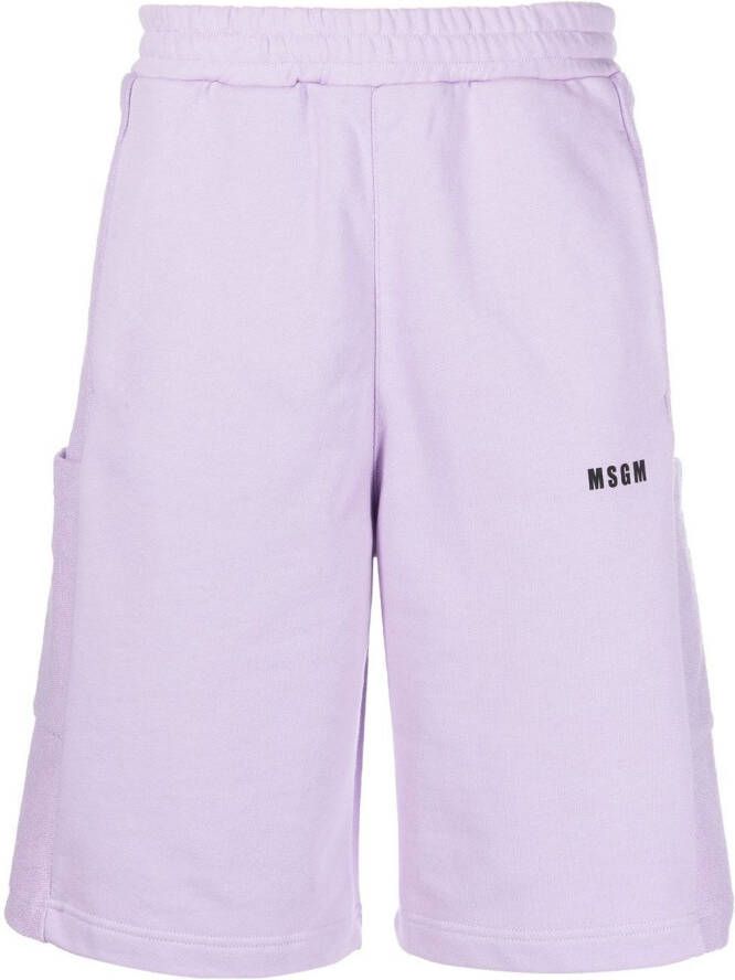 MSGM Shorts met logoprint Paars