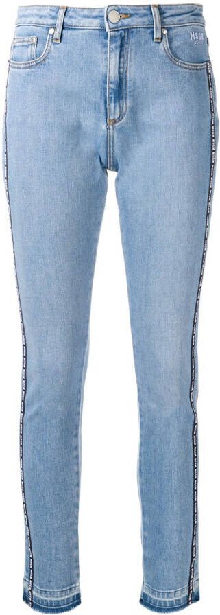 MSGM skinny jeans met logoband Blauw