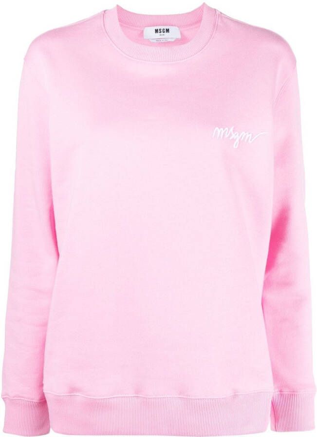 MSGM Sweater met geborduurd logo Roze