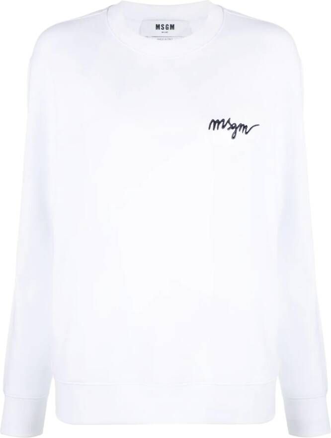 MSGM Sweater met geborduurd logo Wit