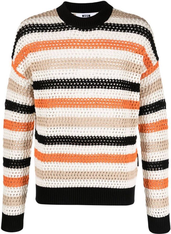 MSGM Sweater met horizontale streep Beige