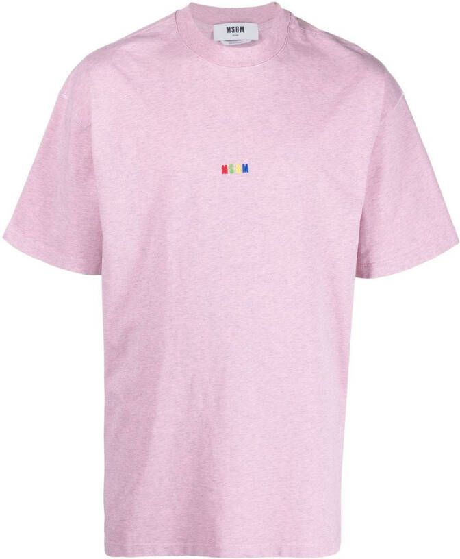 MSGM T-shirt met geborduurd logo 12 LIGHT PINK
