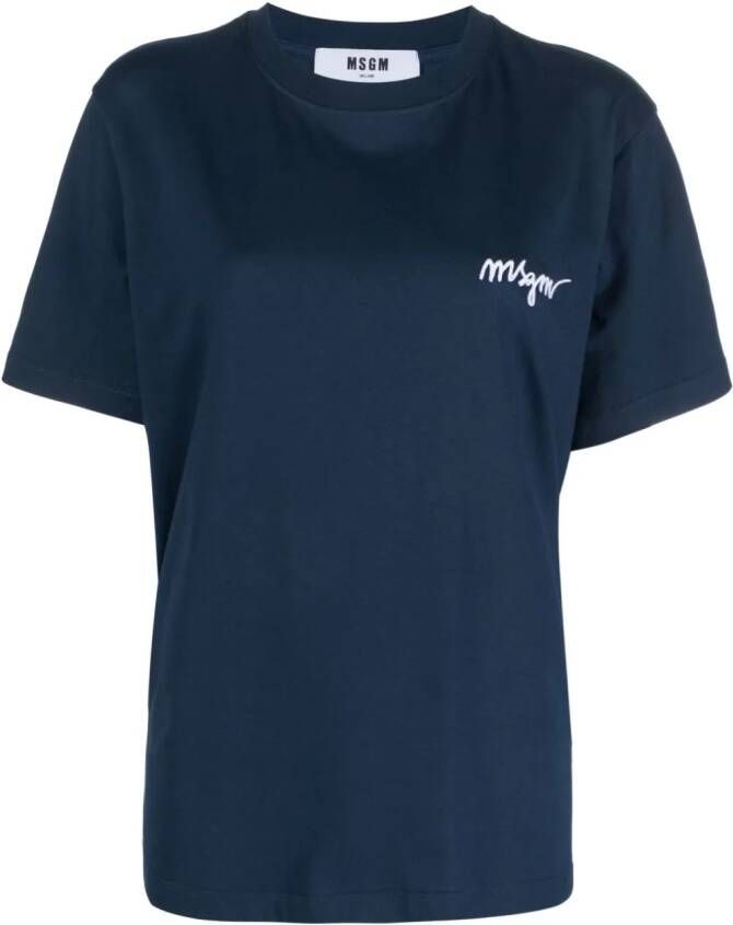 MSGM T-shirt met geborduurd logo Blauw