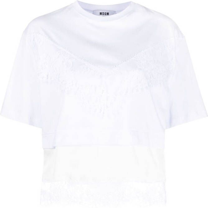 MSGM T-shirt met kant Wit