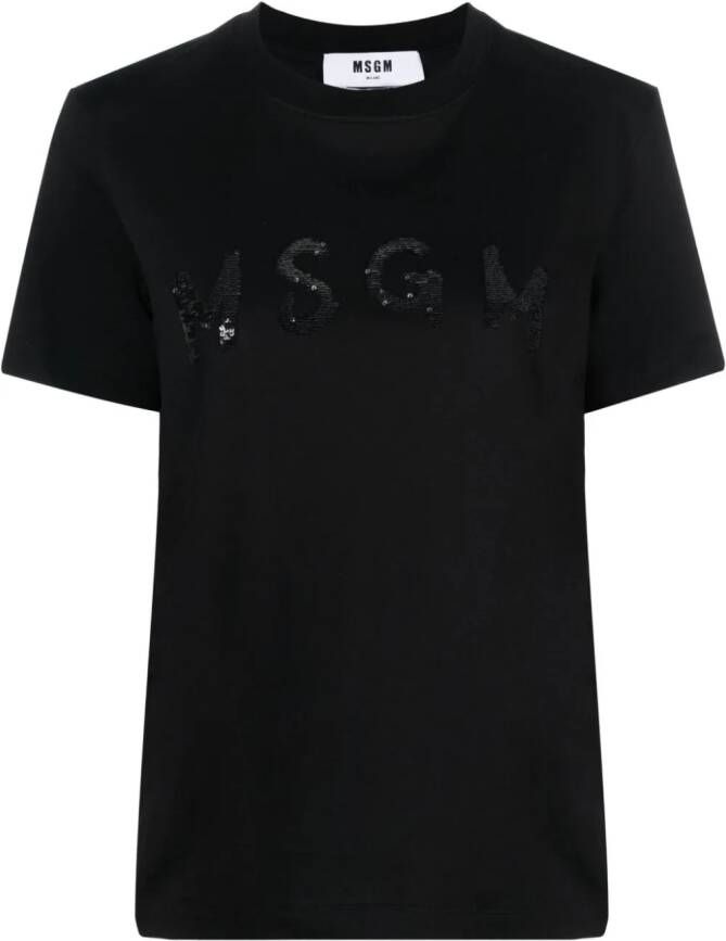 MSGM T-shirt met logo van pailletten Zwart