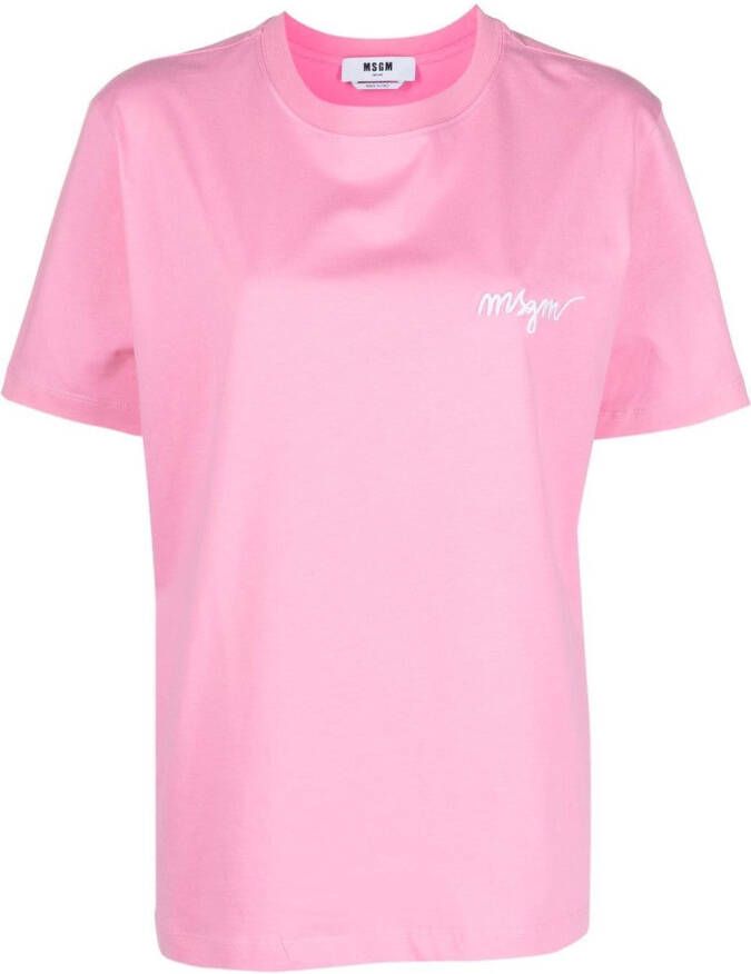 MSGM T-shirt met logopatch Roze