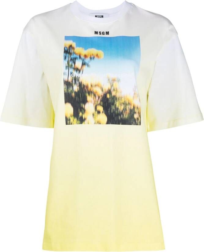 MSGM T-shirt met logoprint Geel