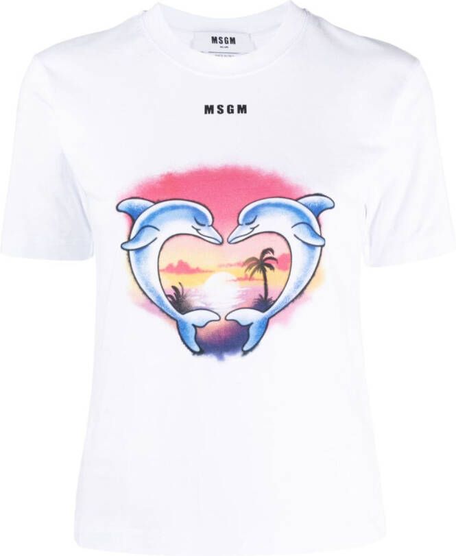 MSGM T-shirt met print Wit