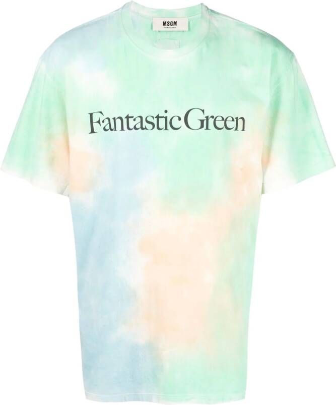 MSGM T-shirt met tie-dye print Groen