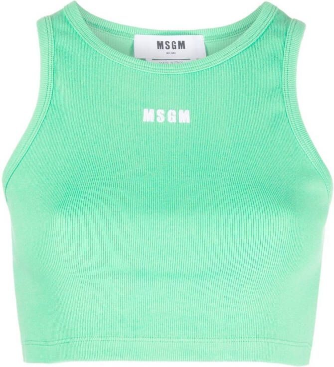 MSGM Top met logoprint Groen