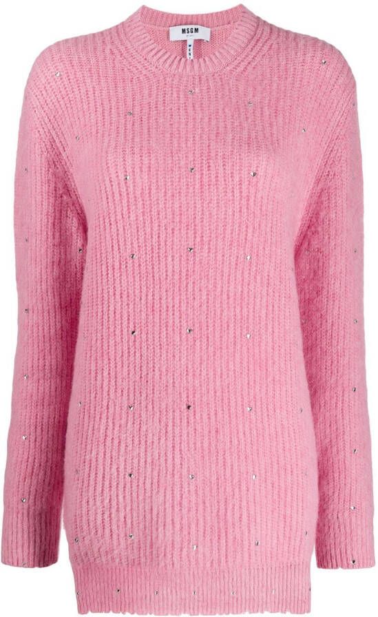 MSGM Trui verfraaid met kristallen Roze