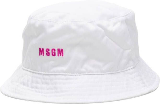 MSGM Vissershoed met geborduurd logo Wit