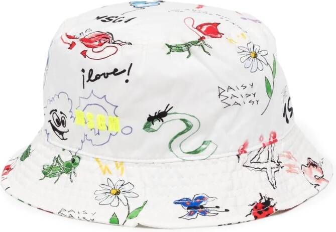 MSGM Vissershoed met print Wit