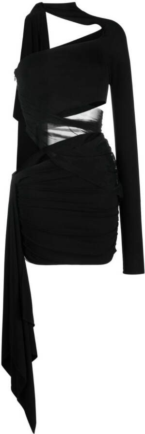 Mugler Asymmetrische mini-jurk Zwart