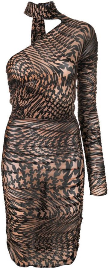 Mugler Asymmetrische midi-jurk Beige