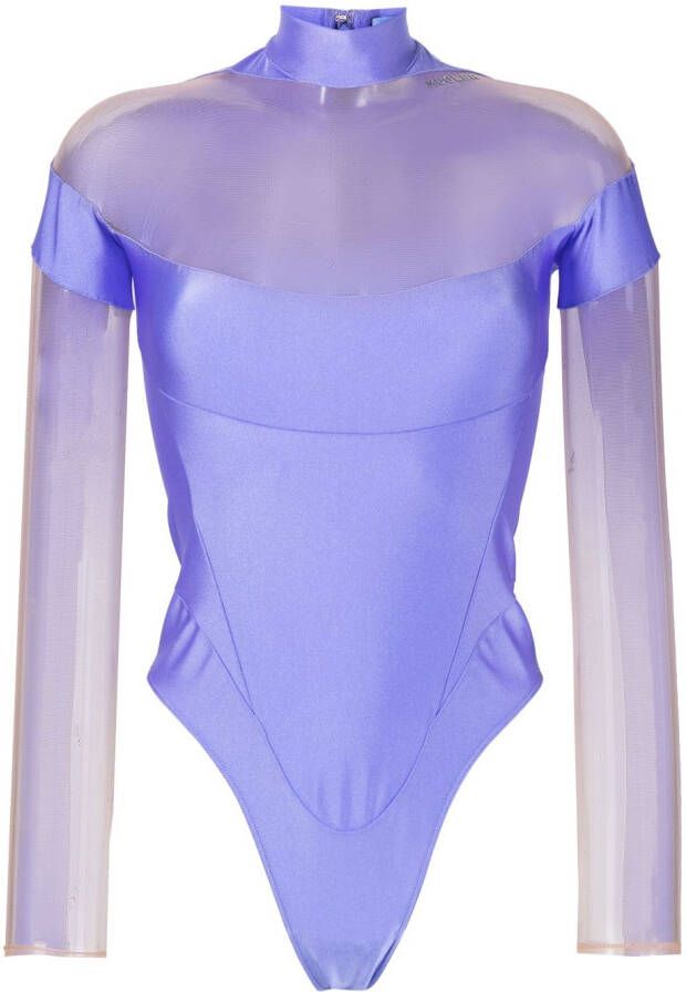 Mugler Body met doorzichtige vlakken Paars
