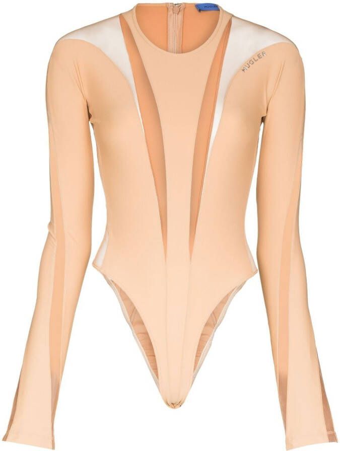 Mugler Body met lange mouwen Beige