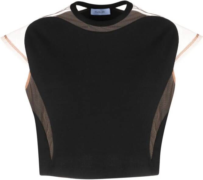 Mugler Cropped T-shirt Zwart