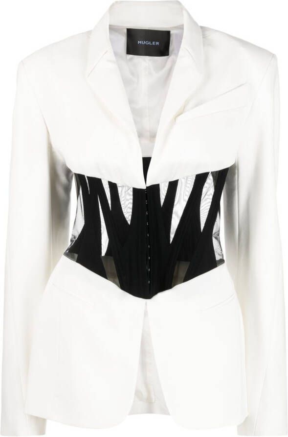 Mugler Blazer met enkele rij knopen Wit