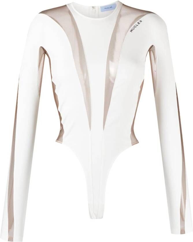 Mugler Bodysuit met doorzichtig detail Wit