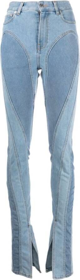 Mugler Spiral skinny jeans met split Blauw
