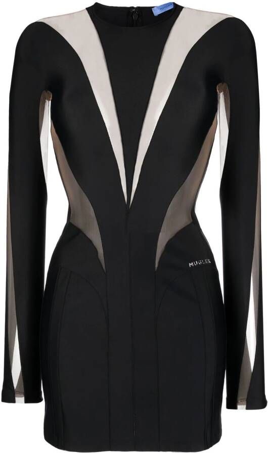 Mugler Jurk met doorzichtig vlak Zwart