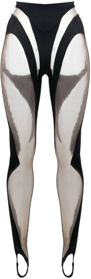 Mugler Legging met doorzichtig vlak Zwart