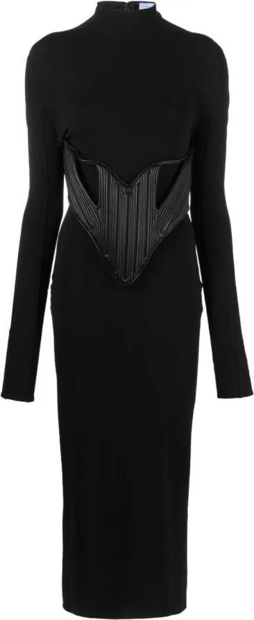 Mugler Midi-jurk met korsetdetail Zwart