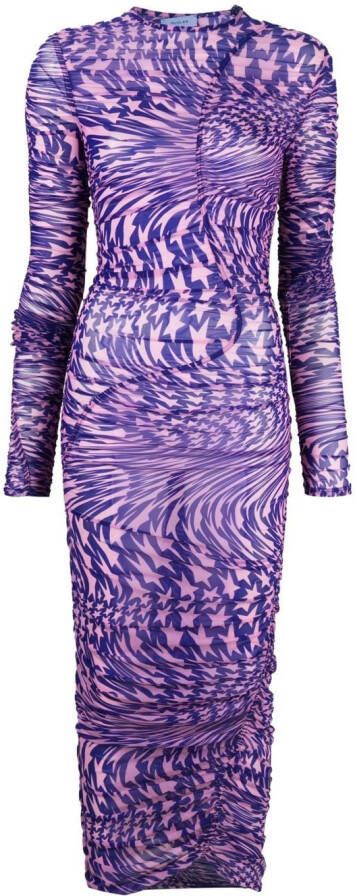 Mugler Midi-jurk met mesh Paars