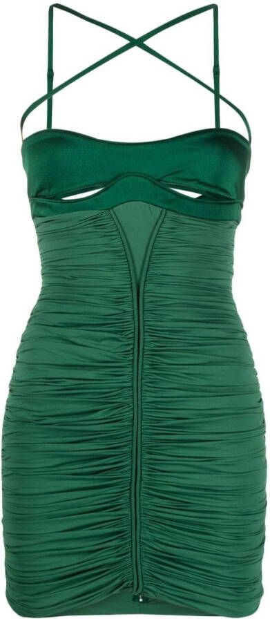 Mugler Midi-jurk met ruches Groen